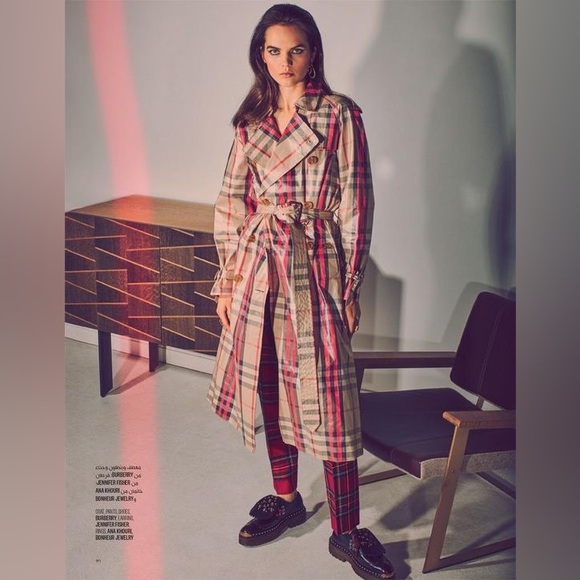 NWT $3690 Burberry Laminated Cotton-blend Gabardine Trench Coat In Pink Multi - Picture 7 of 13